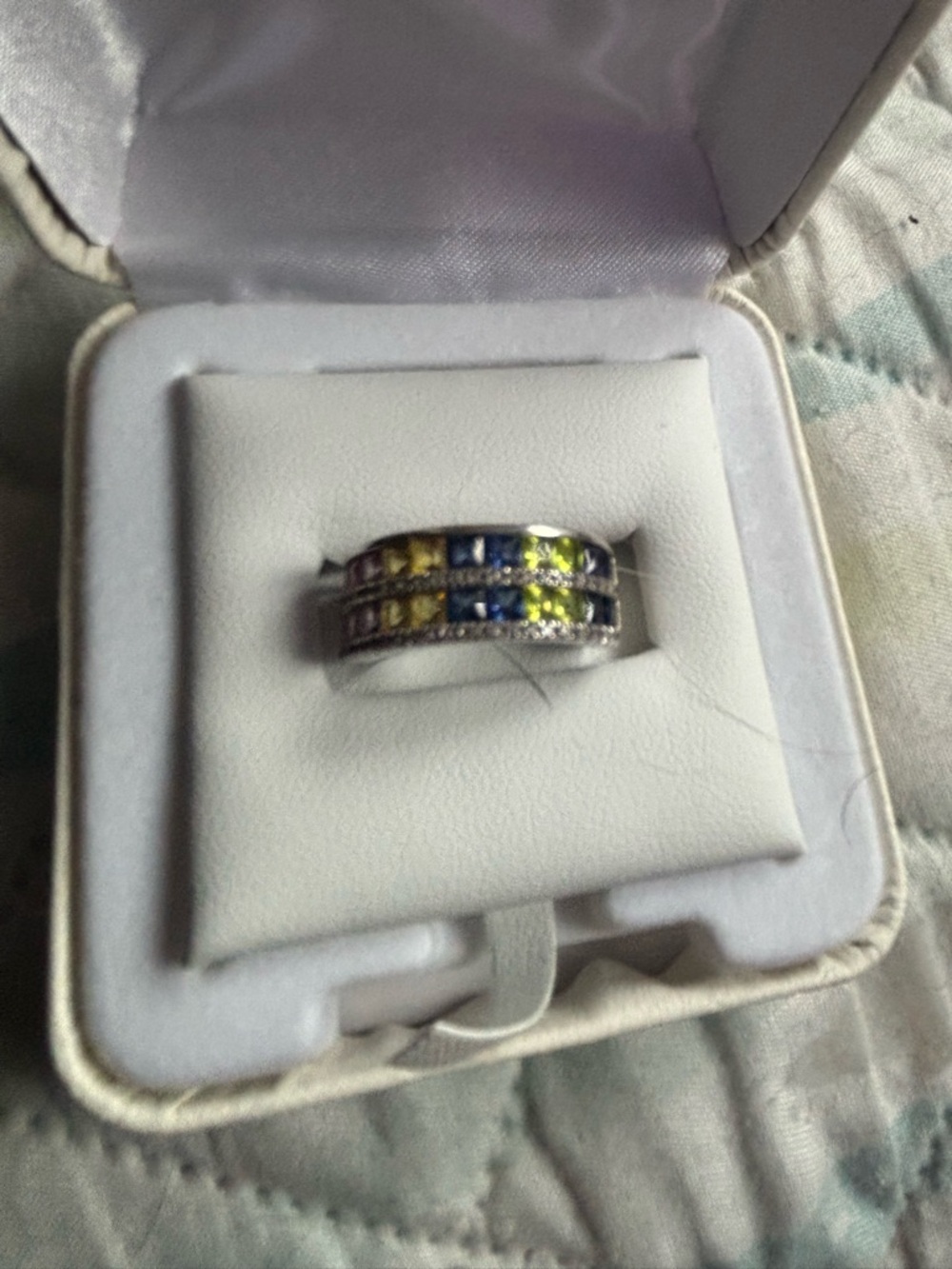 Kohl's Silver-Tone Ring with Yellow and Blue Stones